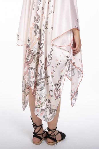 JAYLEY Pink Silk Print Kimono Wrap