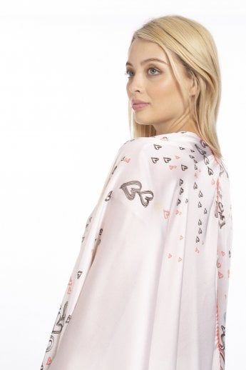 JAYLEY Pink Silk Print Kimono Wrap