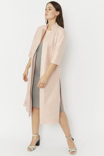 JAYLEY Pink Snake Print Faux Suede Jacket