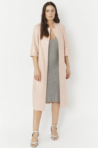 JAYLEY Pink Snake Print Faux Suede Jacket
