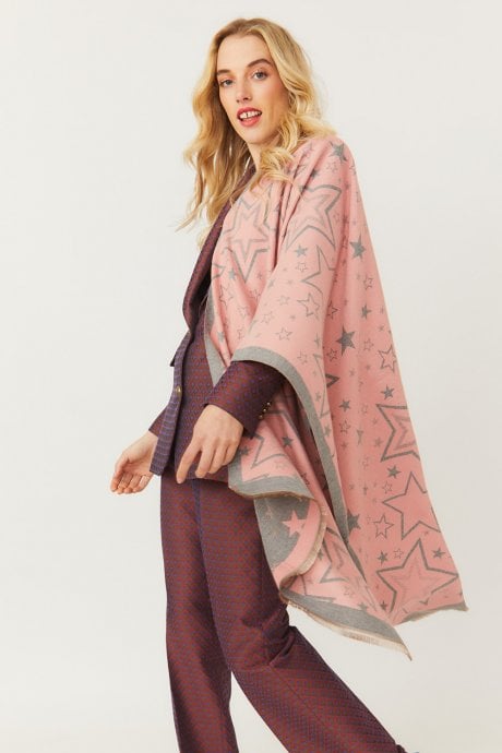 JAYLEY Pink Star Design Cashmere Blend Scarf