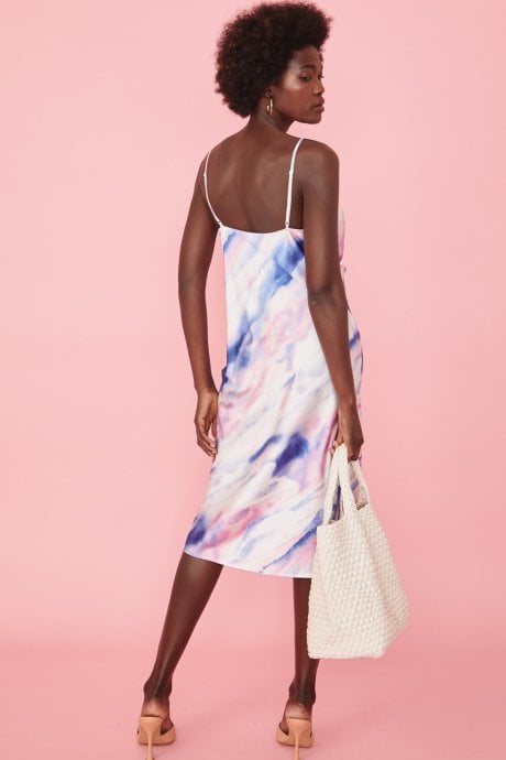 JAYLEY Pink Tie Dye Ruffle Cami Dress