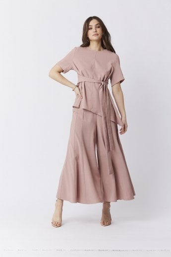 JAYLEY Pink Tie Waist Blouse