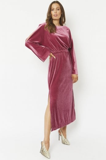 JAYLEY Pink Velvet Full Length Gown