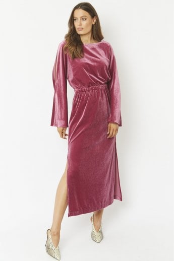 JAYLEY Pink Velvet Full Length Gown