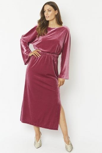 JAYLEY Pink Velvet Full Length Gown