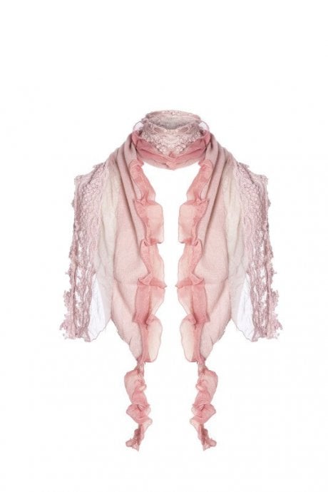 JAYLEY Pink Vintage Lace Knit Scarf