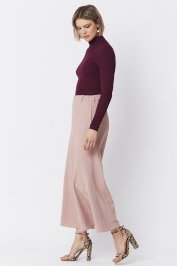 JAYLEY Pink Wide Leg Crepe Cropped Trouser