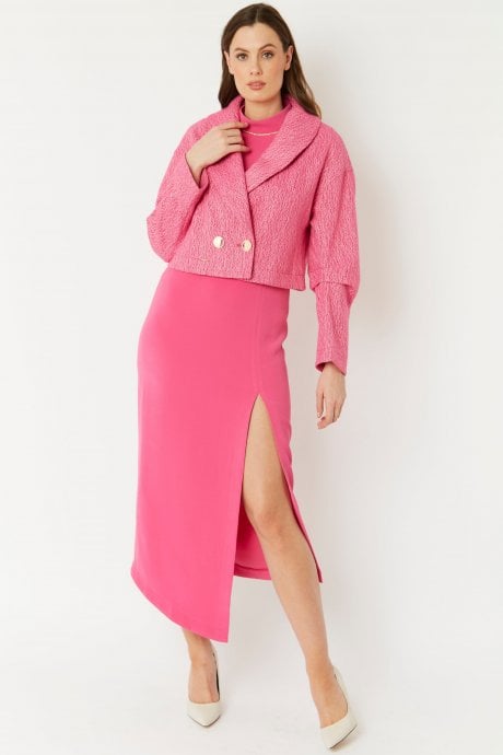 JAYLEY Pink Wool Blend Cropped Blazer