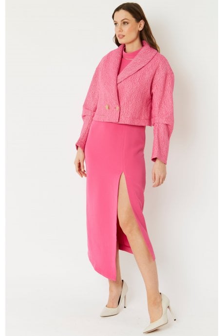 JAYLEY Pink Wool Blend Cropped Blazer