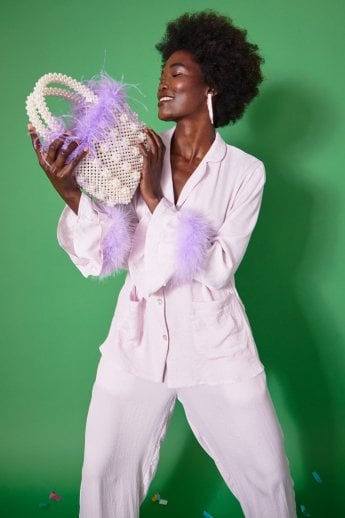 JAYLEY Purple Awilix Day To Night Feather Co-ord