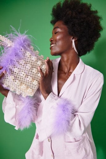 JAYLEY Purple Awilix Day to Night Feather Co-ord