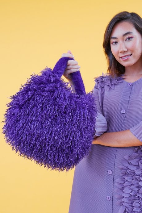 JAYLEY Purple Bamboo Eco Faux Fur Bag
