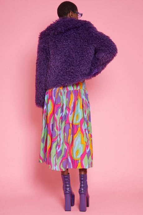 JAYLEY Purple Bamboo Lyocell Knitted Vegan Faux Shearling Jacket