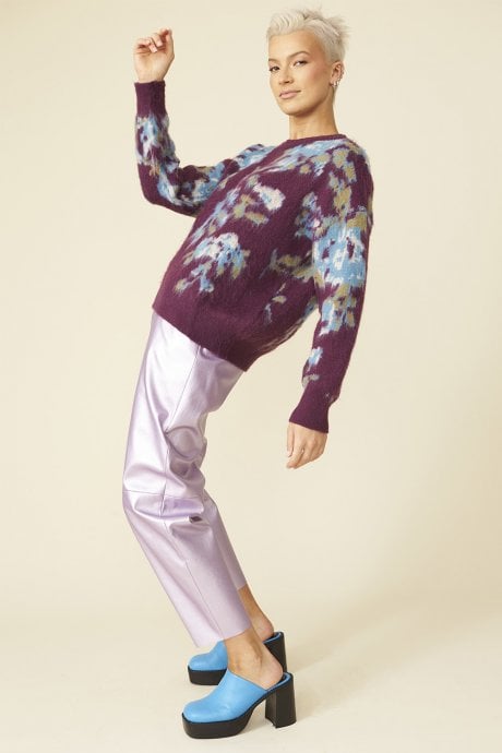 JAYLEY Purple Banana Peel Floral Jumper