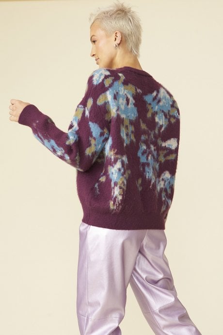 JAYLEY Purple Banana Peel Floral Jumper