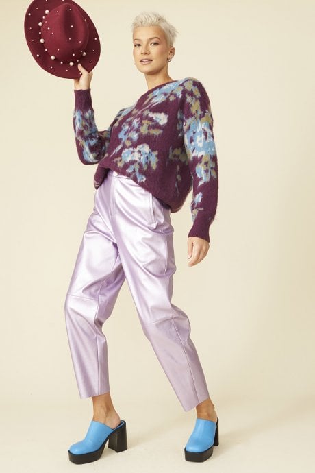 JAYLEY Purple Banana Peel Floral Jumper