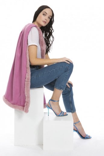 JAYLEY Purple Cashmere Blend Faux Fur Wrap