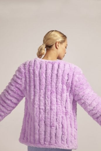 JAYLEY Purple Faux Fur Faux Suede Coat
