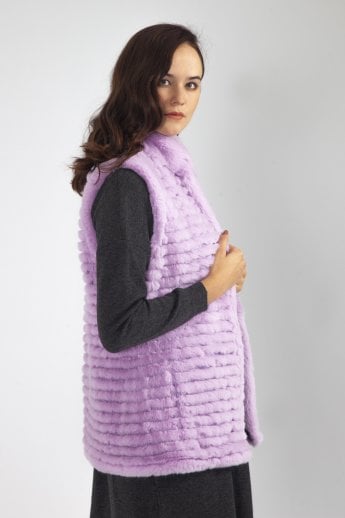 JAYLEY Purple Faux Fur Faux Suede Gilet | Waistcoat