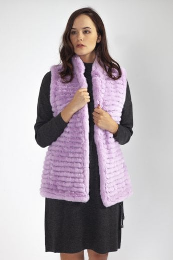 JAYLEY Purple Faux Fur Faux Suede Gilet | Waistcoat