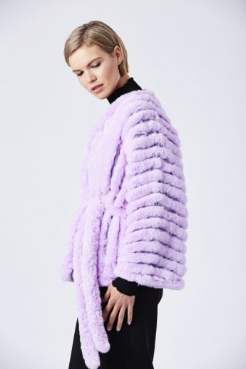 JAYLEY Purple Faux Fur Kimono Jacket