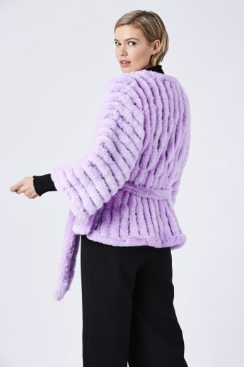 JAYLEY Purple Faux Fur Kimono Jacket