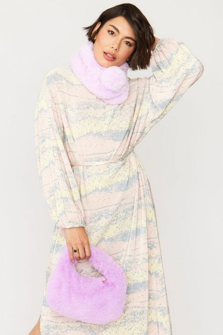 JAYLEY Purple Faux Fur Scarf