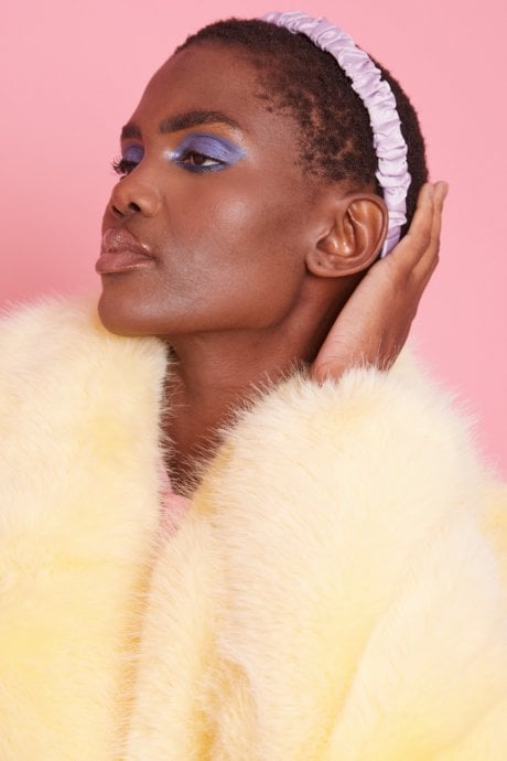 JAYLEY Purple Faux Leather Ruched Headband