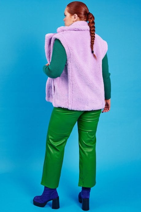 JAYLEY Purple Faux Shearling Midi Gilet