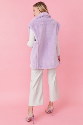 JAYLEY Purple Faux Shearling Midi Gilet | Waistcoat