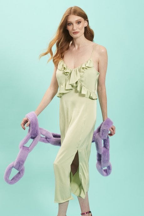 JAYLEY Purple Handcraft Faux Fur Chain Scarf