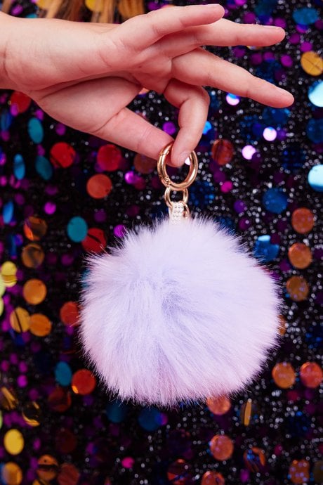 JAYLEY Purple Luxury Faux Fur Pom Bag Charms