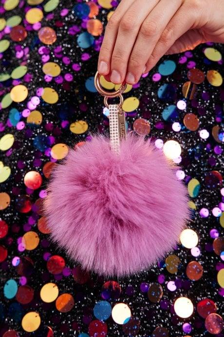 JAYLEY Purple Luxury Faux Fur Pom Bag Charms