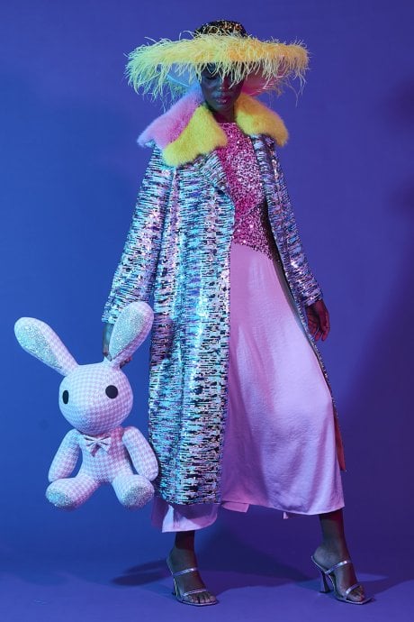 JAYLEY Purple Multi Coloured Sequin Trench Coat