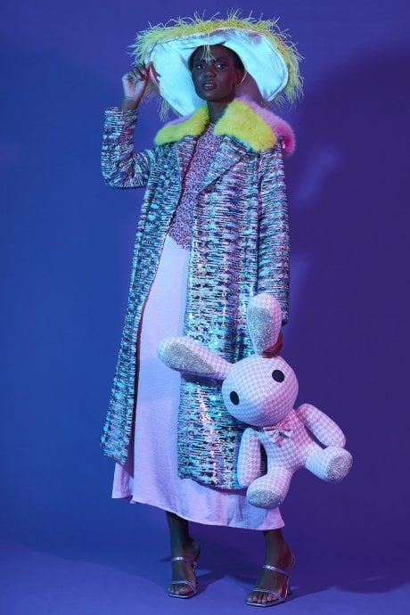 JAYLEY Purple Multi Coloured Sequin Trench Coat