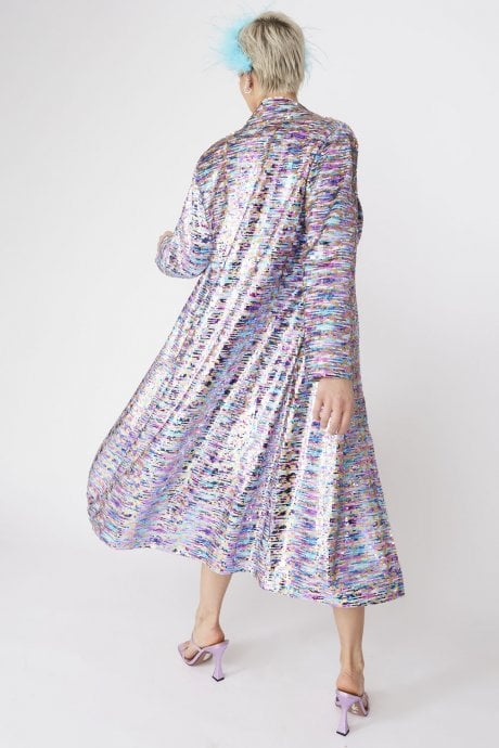 JAYLEY Purple Multi Coloured Sequin Trench Coat
