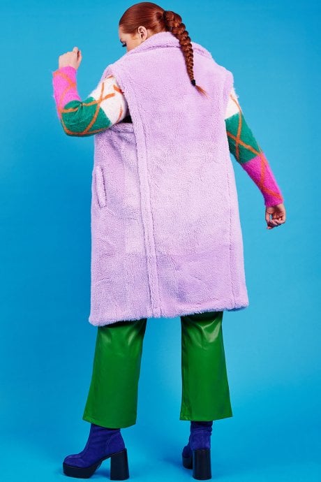 JAYLEY Purple Shearling Maxi Gilet