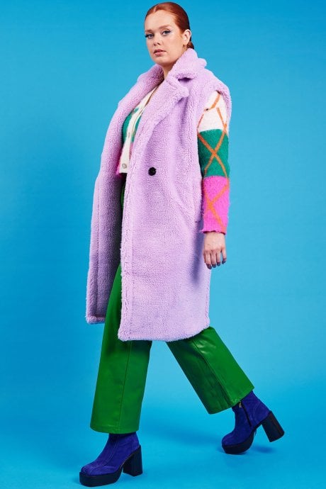 JAYLEY Purple Shearling Maxi Gilet