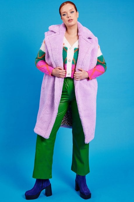 JAYLEY Purple Shearling Maxi Gilet