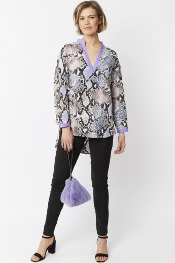 JAYLEY Purple Silk Blend Snake Print Blouse