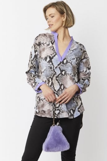JAYLEY Purple Silk Blend Snake Print Blouse