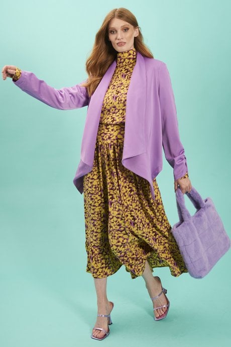 JAYLEY Purple Silk Blend Waterfall Jacket