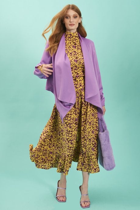 JAYLEY Purple Silk Blend Waterfall Jacket