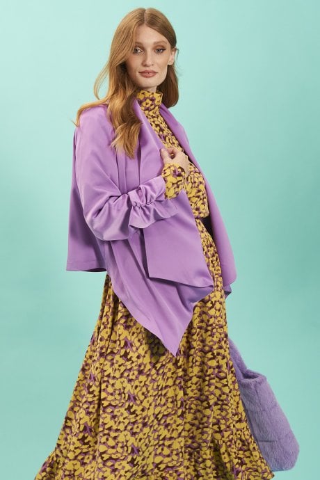 JAYLEY Purple Silk Blend Waterfall Jacket