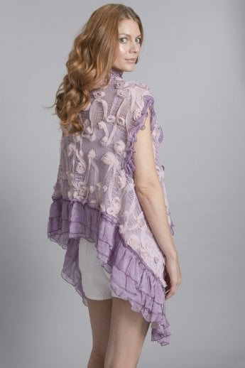 JAYLEY Purple Silk Chiffon Gilet | Waistcoat With Roses