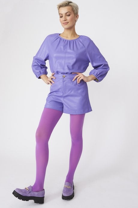 JAYLEY Purple Tencel Blend Eco Leather Shorts