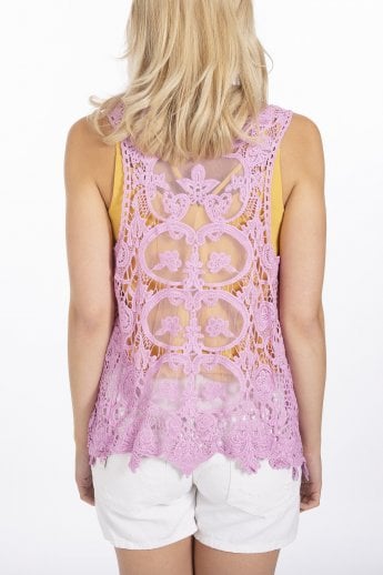 JAYLEY Purple Vintage Lace Gilet | Waistcoat