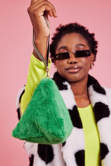 JAYLEY Pyramid Faux Fur Bag