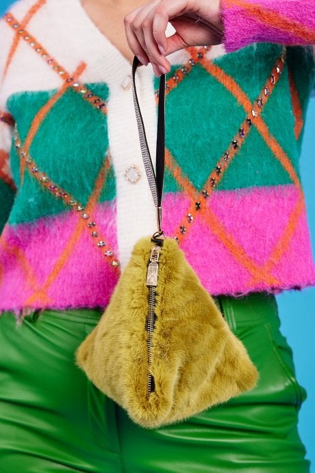 JAYLEY Pyramid Faux Fur Bag